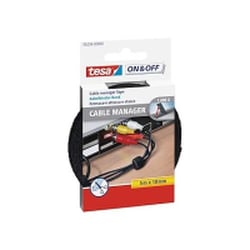 Tesa On & Off Cable Manager Velcro Strip Pack 5m x 10mm - Para gestão de cabos - Preto - Tesa 285337
