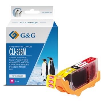 G&G Canon CLI526 Magenta Cartucho de Tinta Compatível, 8.4 ml - Tinteiro Compatível 4542B001