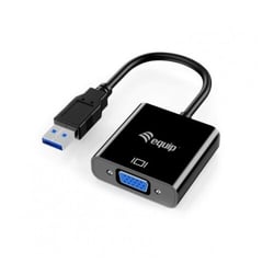 Adaptador Equip USB 3.0 para VGA - Taxa de transferência 5 Gbit/s - Resolução máxima 1920x1080p - Cor preta - Equip 133384