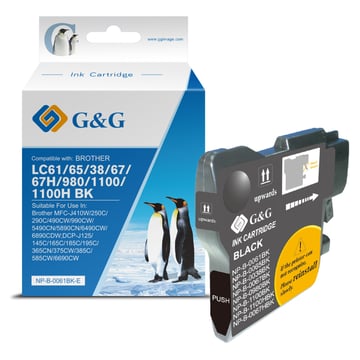 G&G Brother LC980&#47;LC1100 Preto Cartucho de Tinta Compatível, 20 ml - Tinteiro Compatível LC980BK&#47;LC1100BK