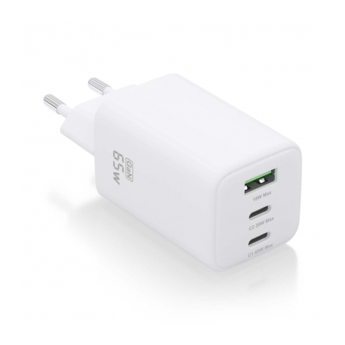 Carregador Aisens USB-C 65W - Alta eficiência energética - Tecnologia AI - Carregamento rápido e seguro - 3 portas USB - Compatível com vários dispositivos - Aisens 284897