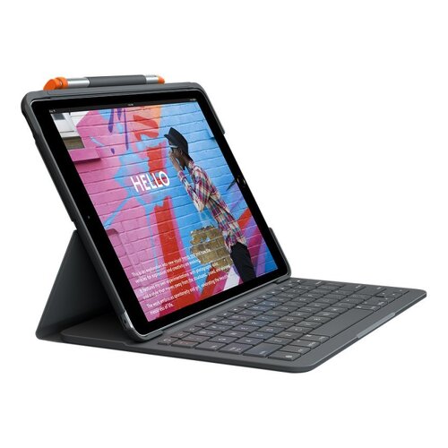 Logitech Slim Folio Bluetooth Keyboard Case para iPad 7ª e 8ª geração 10,2" - Escrever, desenhar e ler - Cinzento - Logitech 124753