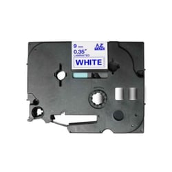 Fita laminada compatível com TZe-223. Texto azul sobre fundo branco. Largura: 9 mm. Comprimento: 8m - TZe-223C (Compatível)