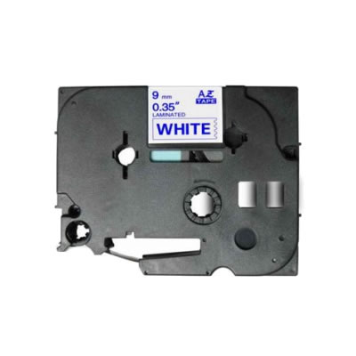 Fita laminada compatível com TZe-223. Texto azul sobre fundo branco. Largura: 9 mm. Comprimento: 8m - TZe-223C (Compatível)