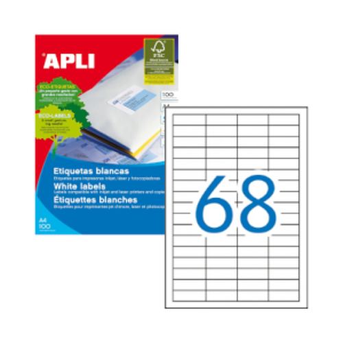 Etiquetas 048,5x016,9mm 100Fls A4 Apli 6800un - APLI APL01282