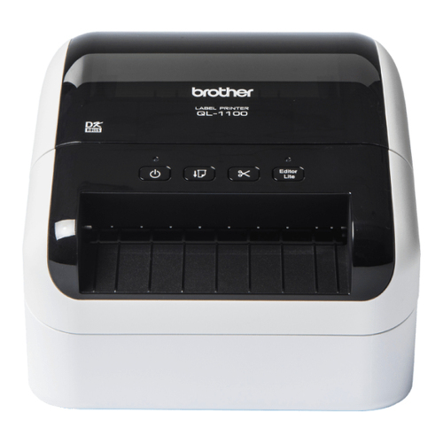 Brother QL-1100, DK, Acionamento térmico direto , 300 x 300 DPI, 69 mm/seg, Com fios, Preto, Branco - Brother QL1100