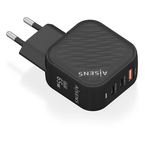 Carregador Aisens GAN 65W - 2xUSB-C PD3.0 QC4.0 - 1xUSB-A QC3.0 - Aisens 268517