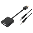 Aisens HDMI para SVGA+Conversor de Áudio - HDMI A Macho-SVGA Fêmea+JACK 3.5/H - 10 cm+1.0m - Cor Preto - Aisens A122-0126