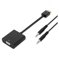 Aisens HDMI para SVGA+Conversor de Áudio - HDMI A Macho-SVGA Fêmea+JACK 3.5/H - 10 cm+1.0m - Cor Preto - Aisens A122-0126