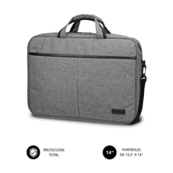 Mala para portátil Subblim Elite 13,3" a 14" - Fabricada em poliéster Oxford - Fecho duplo - Cor cinzenta - Subblim SUB-LB-3ELB001