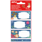 Apli School Stickers Fundo do mar - Tamanho 81x36mm - Autocolante permanente de alta qualidade - Ideal para identificar livros e cadernos - Desenho colorido do mar - APLI 214886