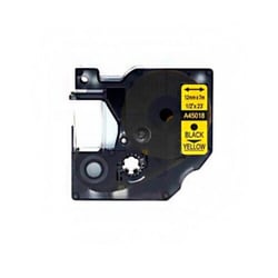 Fita de etiquetas genérica Dymo D1 45018 para impressora de etiquetas - Texto preto sobre fundo amarelo - Largura 12 mm x 7 metros - Substitui S0720580 - DYR-45018