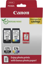 Canon PG-575/CL-576 Embalagem de 2 Tinteiros Originais + 50 folhas de Papel Fotográfico - 5438C004 - Canon 5438C004