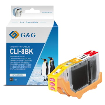 G&G Canon CLI8 Preto Cartucho de Tinta Compatível, 12 ml - Tinteiro Compatível 0620B001