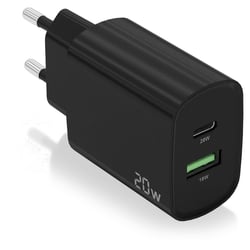 AISENS CARREGADOR 20W 1xUSB-C PD3,0 1xUSB-A QC3,0 PRETO - Aisens A110-0755