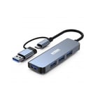 Hub Minee 4 em 1 da Urban Factory - USB-A/C macho - USB-A fêmea - Cinza metálico - Urban Factory MHC35UF