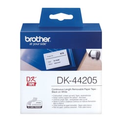 Rolo de papel. contínuo removível (branco). Largura / Altura: 62 mm - Brother DK44205