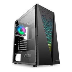 Abysm Gaming Danube Kolpa ARGB Tower Case ATX, ITX, micro ATX - Lado de vidro temperado - 3,5" e 2,5" - USB-A 2.0/3.2 e áudio - 1 janela ARGB instalada - Suporta refrigeração líquida - Abysm AB812109