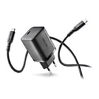 Carregador de parede universal GaN NGS Bud45W-C 45W ultrarrápido - USB-C PD e PPS - Cabo USB-C 1,5 m - Preto - NGS BUD45W-C