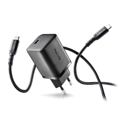 Carregador de parede universal GaN NGS Bud45W-C 45W ultrarrápido - USB-C PD e PPS - Cabo USB-C 1,5 m - Preto - NGS BUD45W-C