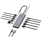 Hub USB Verbatim Dock 4K USB-C, 2x HDMI, 1x VGA, 1x RJ45, 3x USB 3.2, 2x USB, 1x USB-C, CR 3,5, PD 100 W - Verbatim 32154