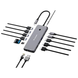 Hub USB Verbatim Dock 4K USB-C, 2x HDMI, 1x VGA, 1x RJ45, 3x USB 3.2, 2x USB, 1x USB-C, CR 3,5, PD 100 W - Verbatim 32154