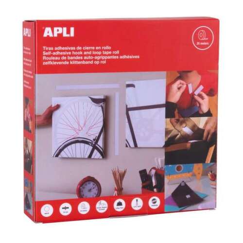 Fita de velcro Apli 20 mm x 25 m - Extra forte - Resistência até 10Kg - Branco - APLI 14903