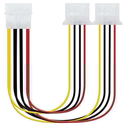 Cabo de alimentação nanocabo Molex 4 pinos macho para 2x Molex 4 pinos fêmea 0,20 m - Nanocable 10.19.0401