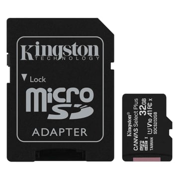 Cartão Memória micSDXC 32GB KINGSTON Canvas Select Plus 100R A1 C10 Card + Adaptador microSDXC para SD Incluído - Kingston KINSDCS2/32GB