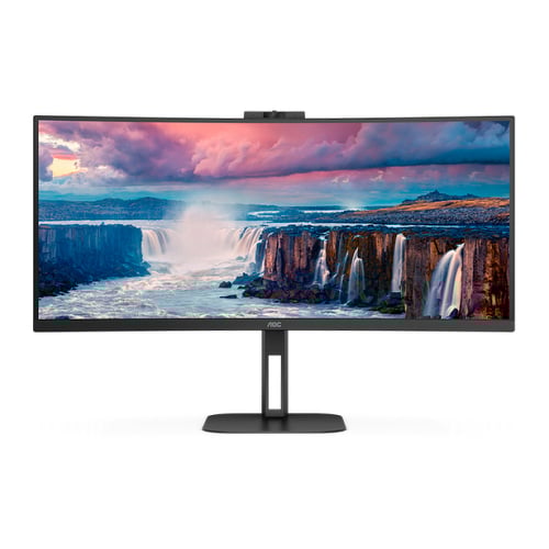 AOC MONITOR VA 34" 21:9 WQHD HDMI DP USB-C COLUNAS WEBCAM HAS CU34V5CW/BK - AOC CU34V5CW/BK