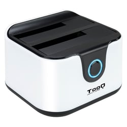 Estação de ancoragem USB 3.0 Tooq - HDD/SSD 2,5", 3,5" SATA I,II,III - Botão Clone - Backup - Branco/Corta preta - Tooq TQDS-802BW