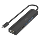 Hub HAMA USB-C Multiport, 6 Ports, 3 x USB-A, USB-C, HDMI, LAN/Ethernet - Hama 00200144