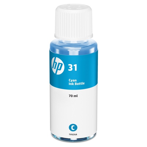 Frasco de tinta original HP 31 ciano - 1VU26AE - HP 1VU26AE