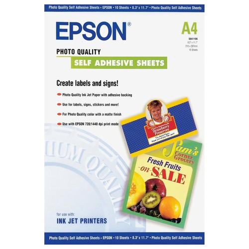Papel EPSON Photo Self-Adhesive A4 10F - Epson PAPEPSC13S041106