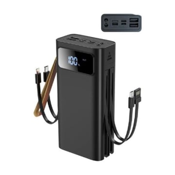 XO PR142 Powerbank 30000mAh - Ecrã digital - 2x USB-A, 1x USB-C, 1x microUSB, 1x Lightning - Entradas USB, microUSB, USB-C e Lightning - Carregamento rápido - XO 174961