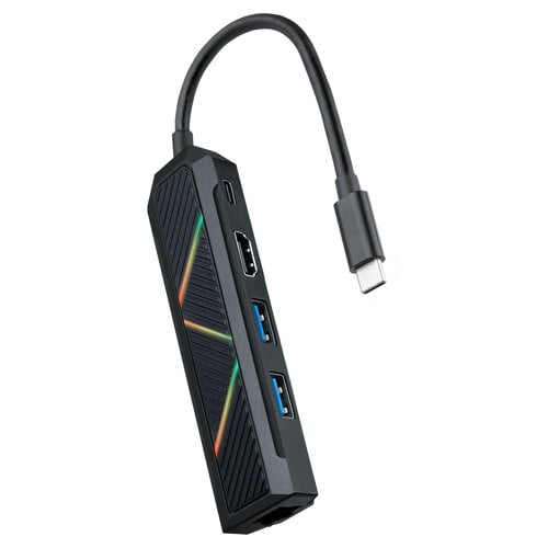 Hub USB-C 3.0 5 em 1 Nanocable com 2x USB-A 3.0, 1x USB-C PD, 1x HDMI, 1x RJ45 - Caixa de alumínio - Comprimento do cabo 0,15 m - Nanocable 10.16.0501
