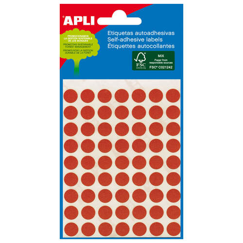 Etiquetas Apli Minibag Vermelho Ø 8.0mm 3 Folhas - APLI 208076