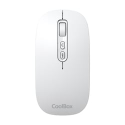 Coolbox W02 Raton Inalambrico - Bluetooth y RF 2.4GHz - Super Ligero - Boton Acceso Copilot - Recargable Por USB-C - DPI Ajustable - Sensor Optico - Color Blanco - Coolbox COO-MOU-W02-W