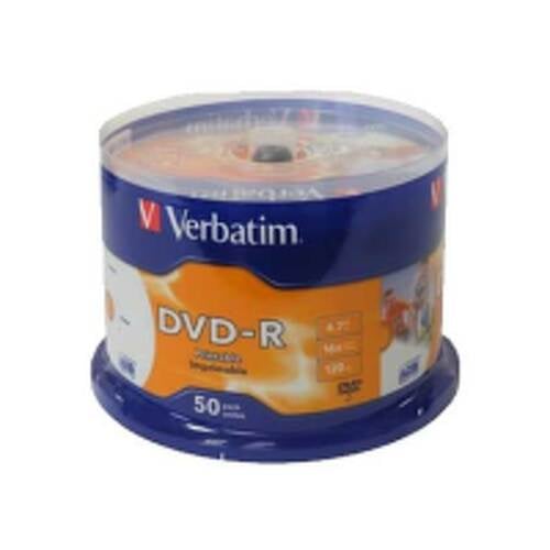 DVD-R Inkejet Printable 4.7GB 16x Verbatim Spindle 50un - Verbatim VER43533
