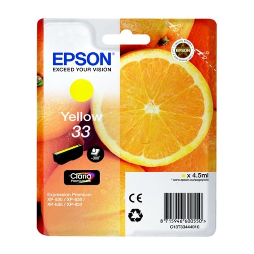EPSON TINTEIRO AMARELO 33 CLARIA PREMIUM XP-530/630/635/830 - Epson C13T33444022