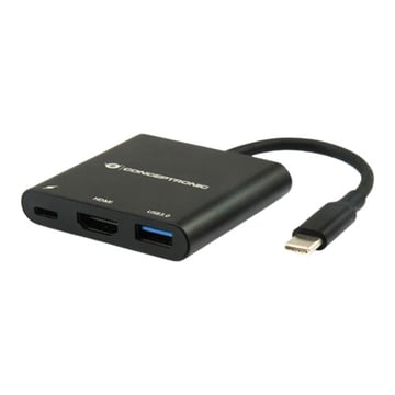 Adaptador multiportas USB-C para HDMI / USB-C / USB 3.0 da Conceptronic - Resolução 4K - Plug & Play - Conceptronic DONN01B