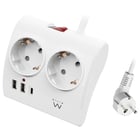 EWENT BLOCO TOMADAS DESKTOP 2x SCHUKO 1xUSB-C 2xUSB PORT 1.5MT WHITE - Ewent EW3870
