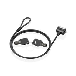 Cabo de segurança de aço Aisens com fechadura com chave - Compatível com fechadura Kensington - para computador, monitor e portátil - Cor preta - Aisens 284927