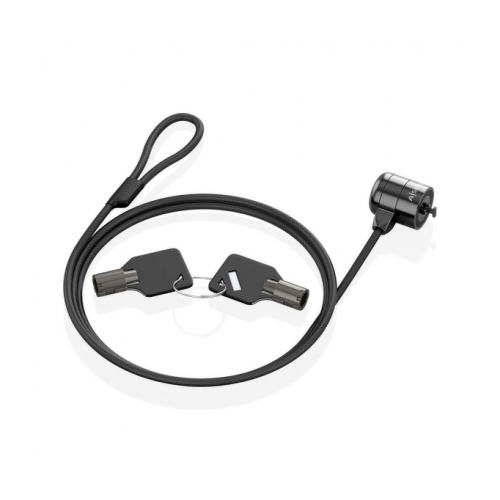 Cabo de segurança de aço Aisens com fechadura com chave - Compatível com fechadura Kensington - para computador, monitor e portátil - Cor preta - Aisens 284927