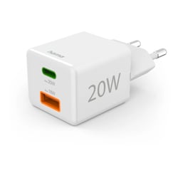 Carregador USB-C + USB-A 20W Rápido Mini-charger Branco - Hama HAM201991
