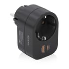 Extensão de parede multifunções Aisens com 1 tomada + 1xUSB-C 20W PD3.0 - 1xUSB-A 20W QC3.0 - Cor preta - Aisens 294332