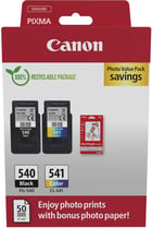 Canon PG-540/CL-541 Pack de 2 Cartuchos de Tinta Originales + 50 Hojas de Papel Fotografico - 5225B013 - Canon 5225B013