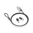 Cabo de segurança de aço Aisens com fecho de chave - Compatível com Nano Slot 2.5x6mm - Revestido a vinil - Cor preta - Aisens 284937