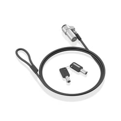 Cabo de segurança de aço Aisens com fecho de chave - Compatível com Nano Slot 2.5x6mm - Revestido a vinil - Cor preta - Aisens 284937