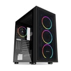 Abysm Danube Kamp Black Caja Torre ATX, ITX, Micro ATX - Lateral Cristal Templado - 3.5" y 2.5" - USB-A y Audio - 4 Ventiladores ARGB Instalados - Soporta Refrigeracion Liquida - Abysm 302372